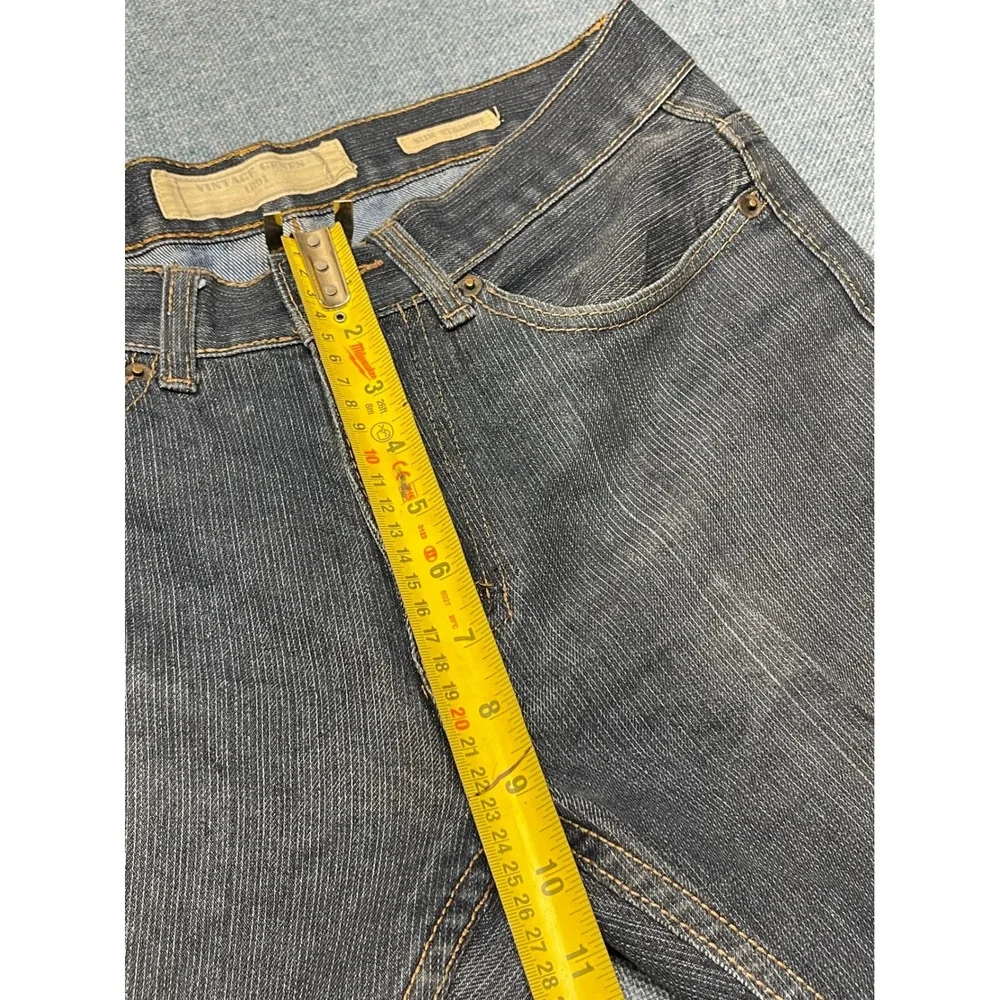 Vintage Genes 1891 Slim Straight Jeans Mens 30x30 Dark Wash Denim Frayed Hem